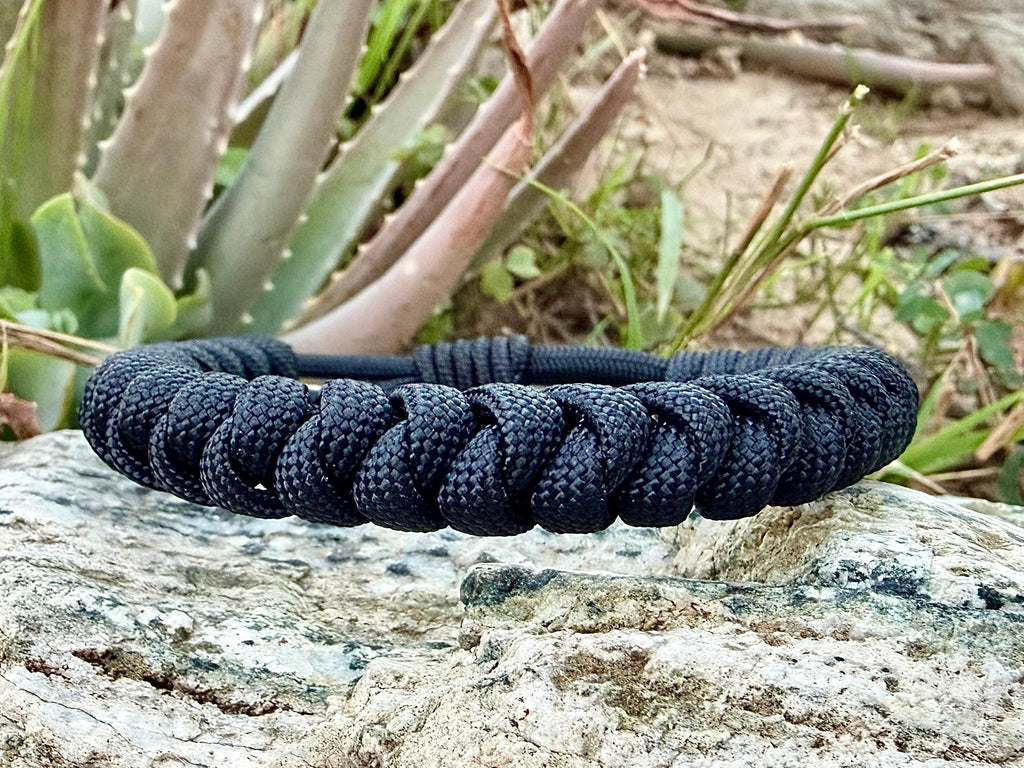 Jet Black 550 Paracord Bracelet – Handwoven in the USA