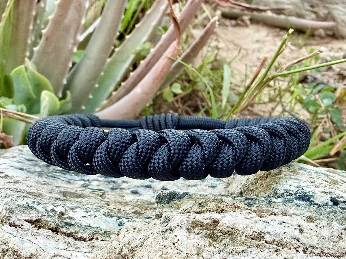 Jet Black 550 Paracord Bracelet – Handwoven in the USA