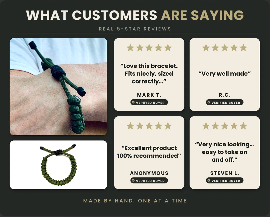 Olive Warrior Paracord Bracelet – Handwoven in the USA