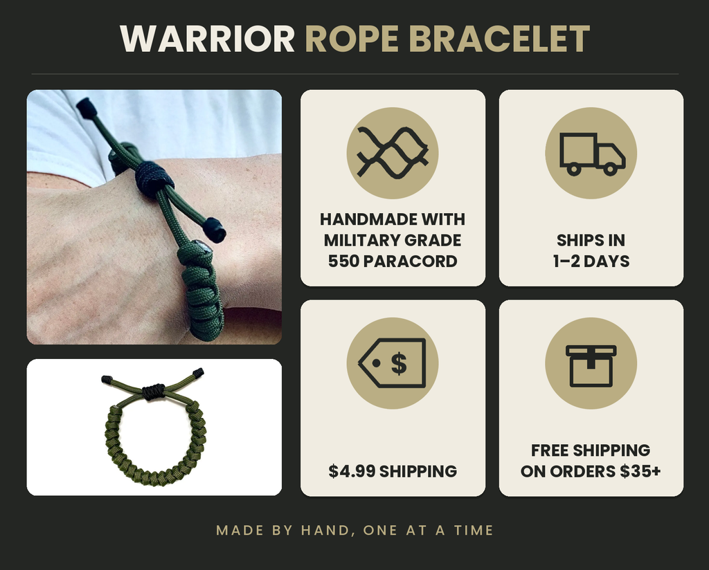 Olive Warrior Paracord Bracelet – Handwoven in the USA